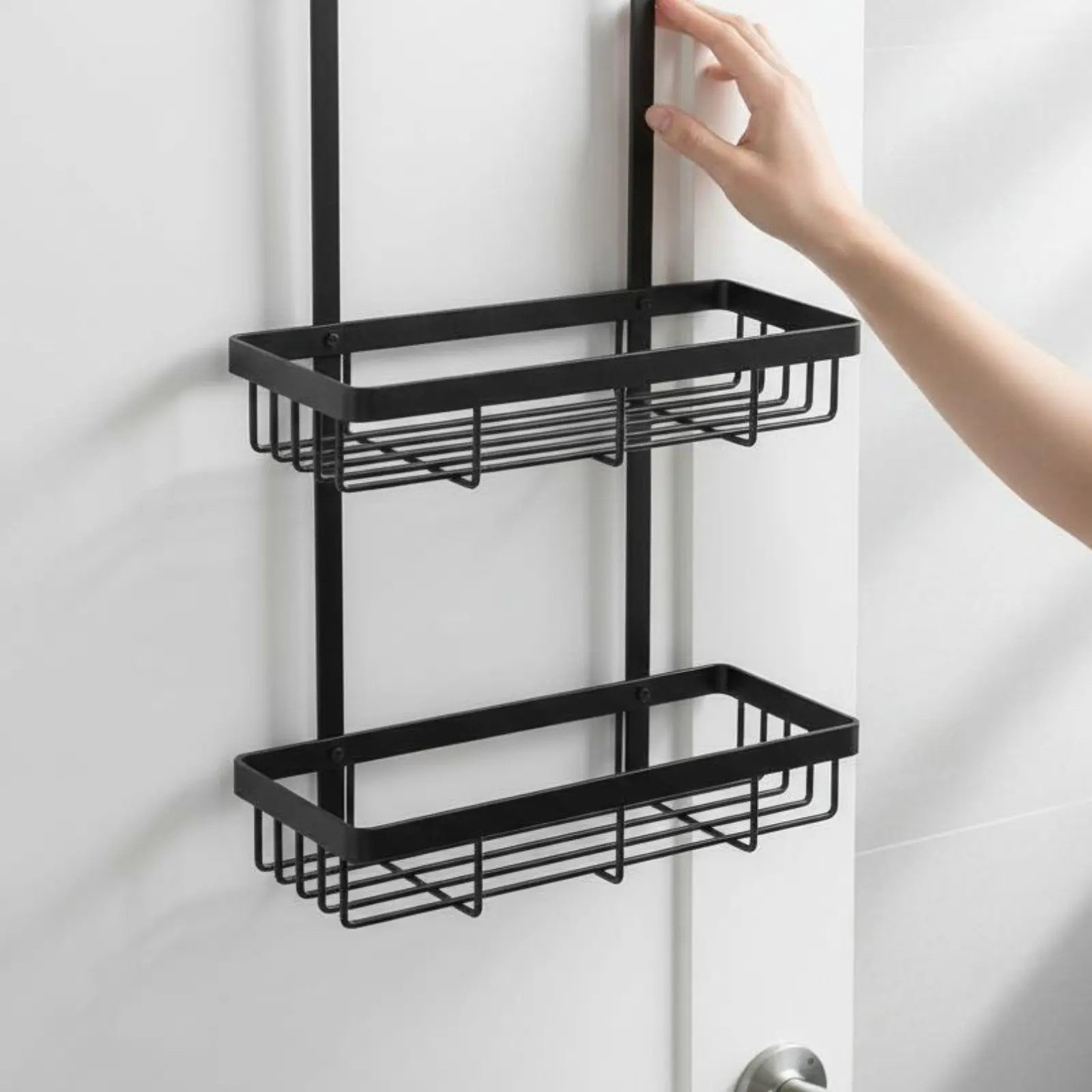 Bathroom Wall Shelf Long-Lasting No-Drill Shower Rack Hanging Organizer Shelf Scratch-Proof Storage Solution Drainage Design
