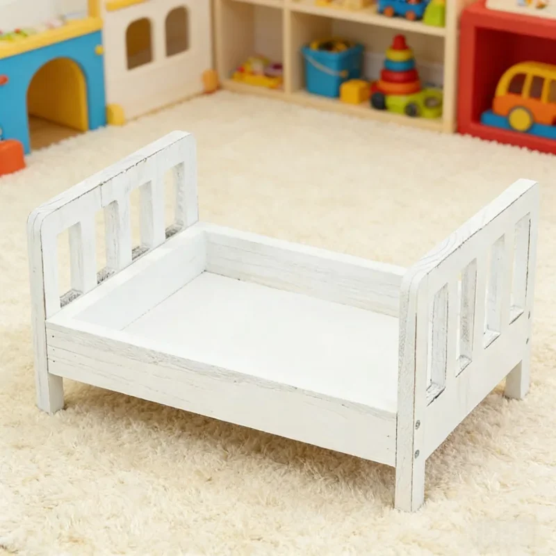 新生児写真撮影小道具レトロ木製ベッド取り外し可能な背景ソファ幼児ポーズツール赤ちゃんの成長記念小道具男の子用