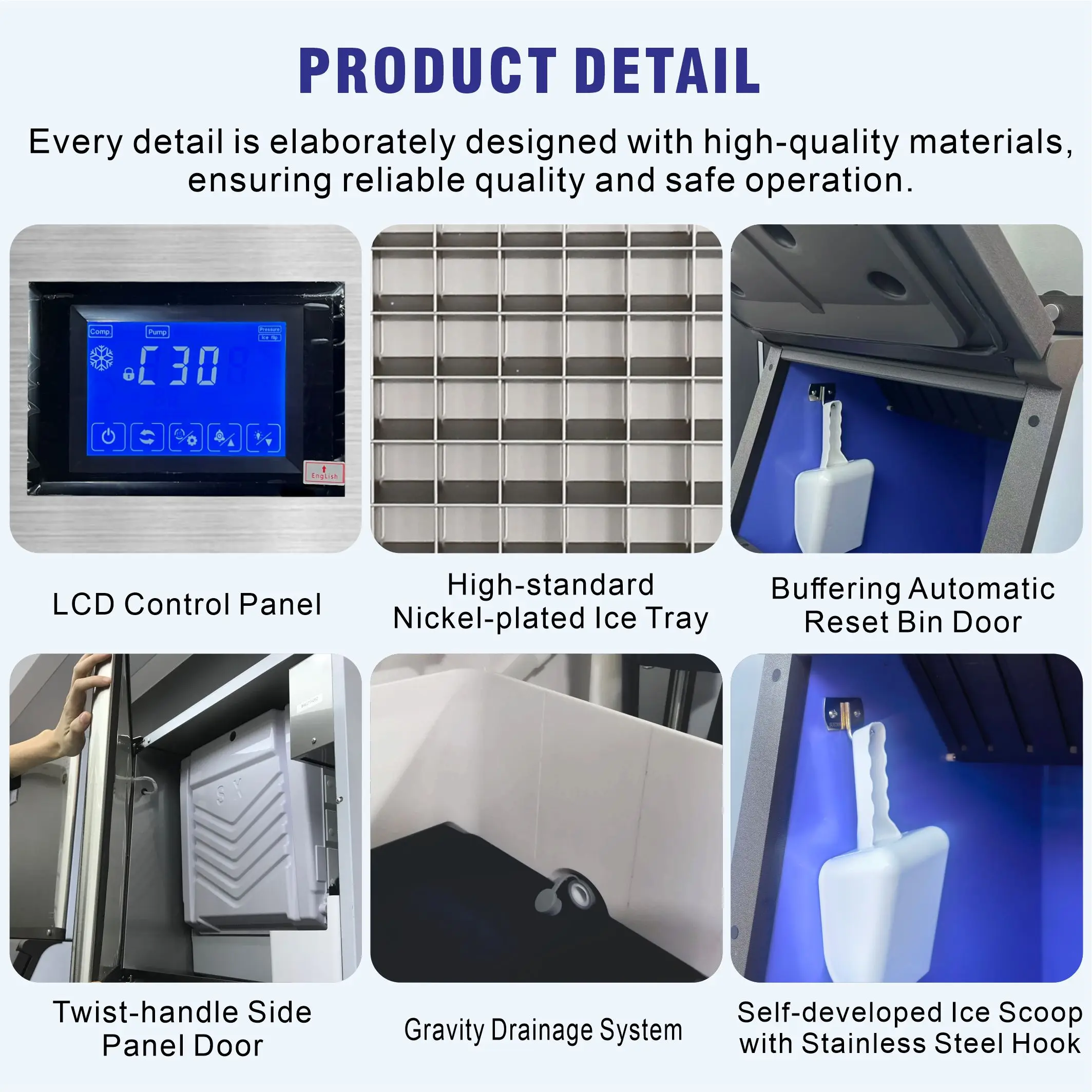 Commercial Ice Cube Machine 500kg Water Cooled Energy Saving Food Contact Safe Stainless Steel Ice Maker For Cafe Equipment