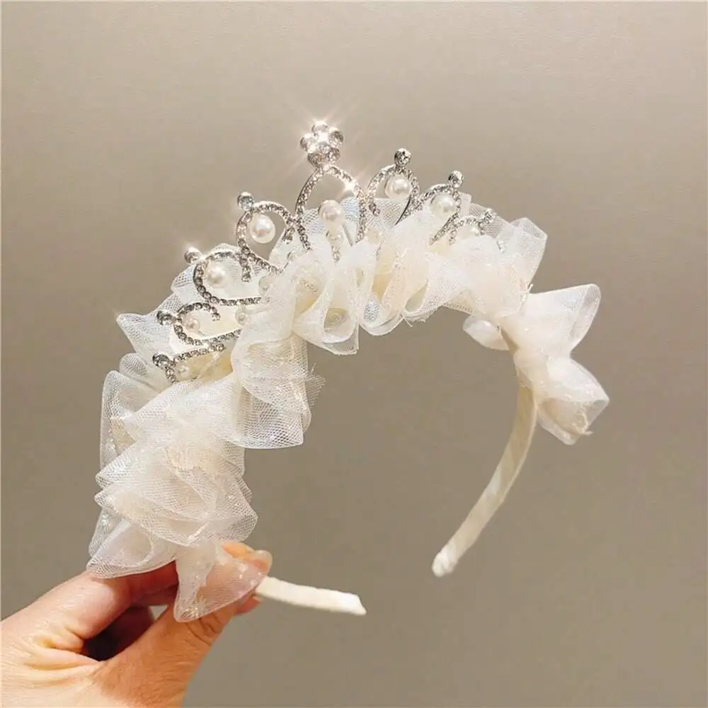 

1pc Versatile Pearl Crown, Heart & Bow Headband, Lace Floral Cute Cartoon Hair Clip Accessories For Girls