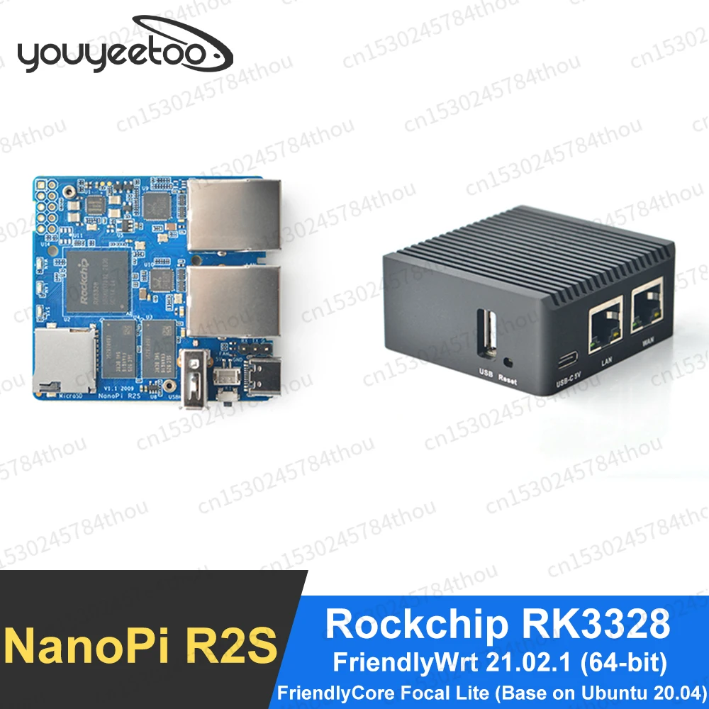 

Youyeetoo Новый NanoPi R2S Rockchip RK3328 с металлическим корпусом с ЧПУ Мини-плата разработки Двойной гигабитный порт 1 ГБ SBC Система