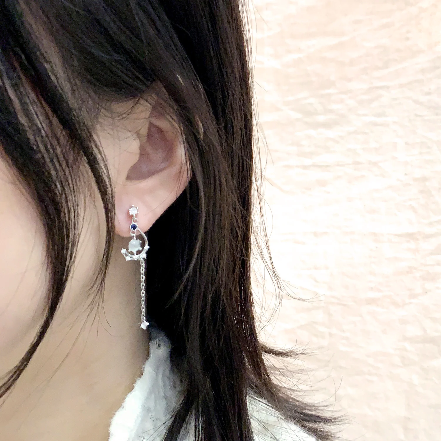 Temperament Korean Moon Star Asymmetric Earrings For Women Cute Cherry Cloud Long Tassel Chain Earrings Party Jewelry Brincos