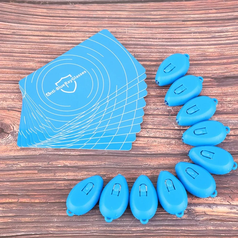 10 قطعة 10 مجموعة حزمة مكافحة الضوء الأزرق بطاقة اختبار تغيير اللون ميزة بطاقة كشف الضوء الأزرق بطاقة مولد الضوء الأزرق
