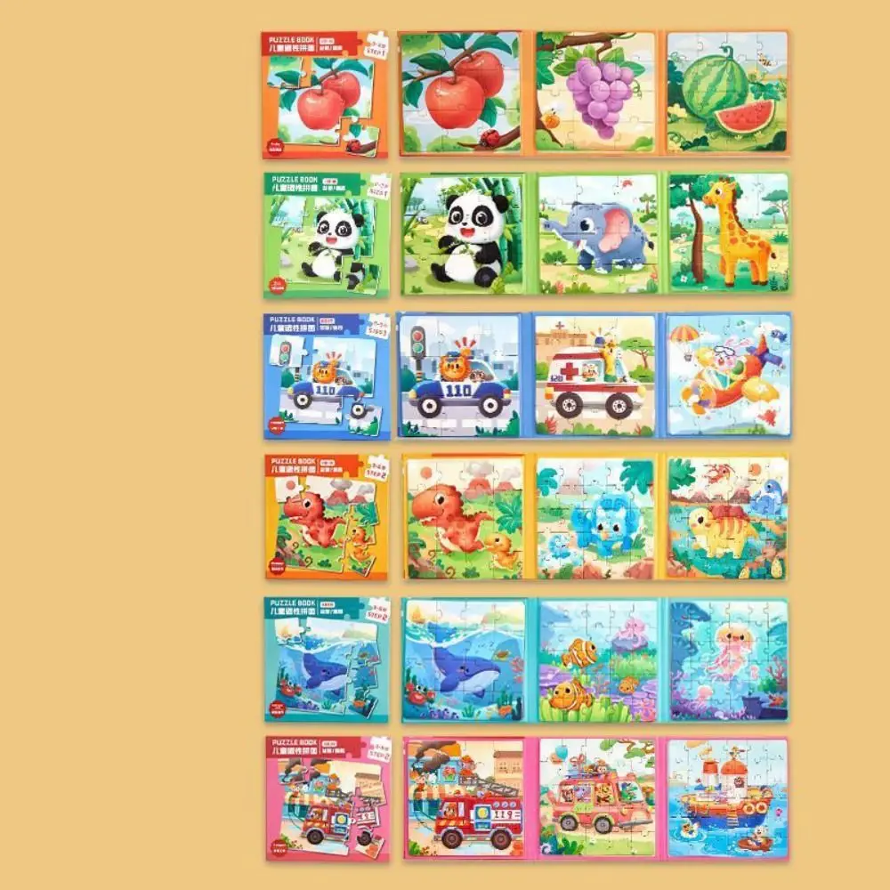 Magnetyczna układanka z motywem leśnych zwierząt: panda, słoń, kreskówkowe zwierzęta, układanka DIY, dekoracja domu, układanka z liczbami.