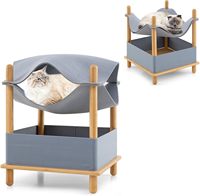 Cat House 2 Levels Bamboo, Raised Cat Bed with Storage Space, Hammock or Cat Cave, Cat Furniture, Cats, Pets, Indoor