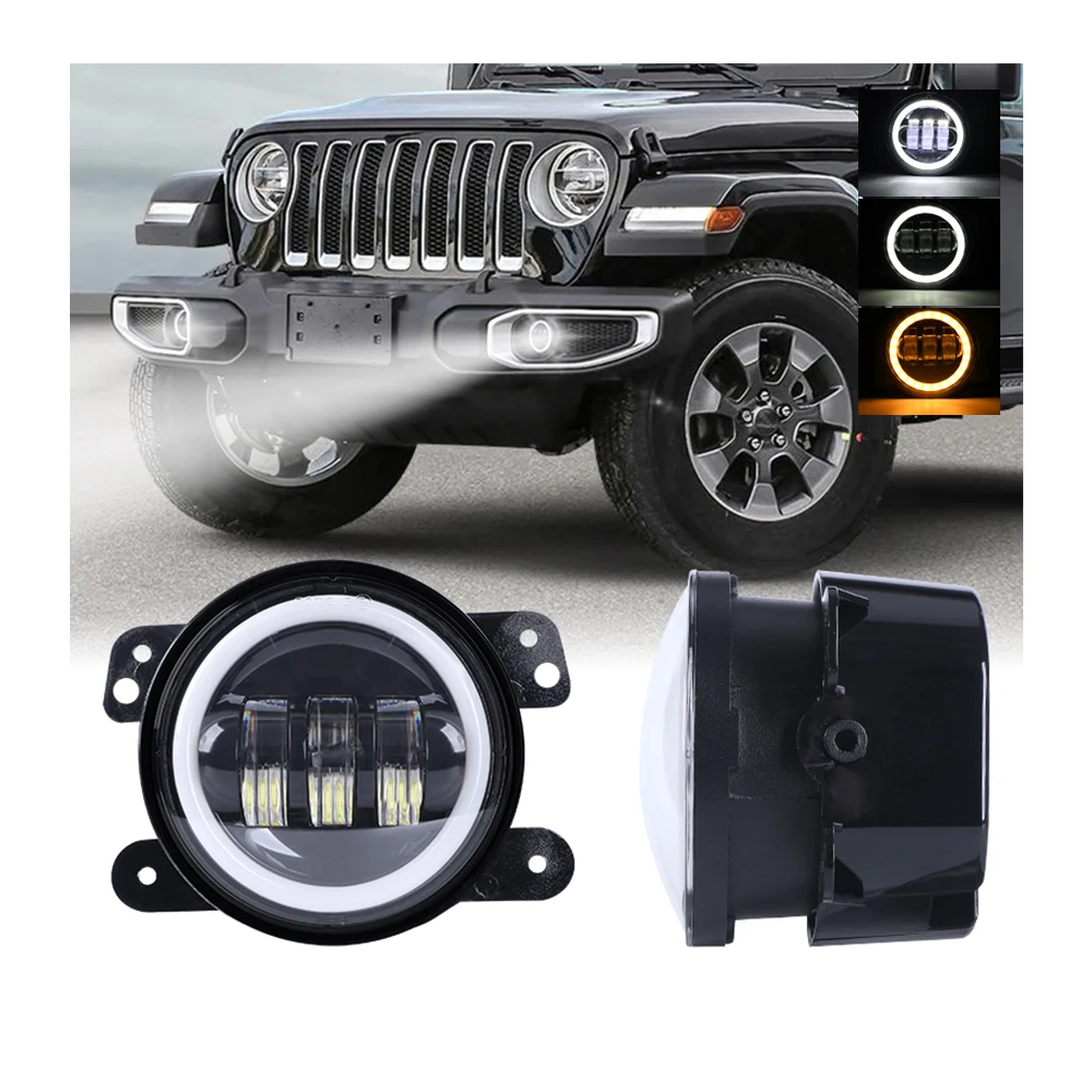 Hot selling：4 Inch Led Fog Lights for  Wrangler Jk Unlimited Jku 2007-2018 Front Bumper Replacement 60W Driving Offroad Fogl