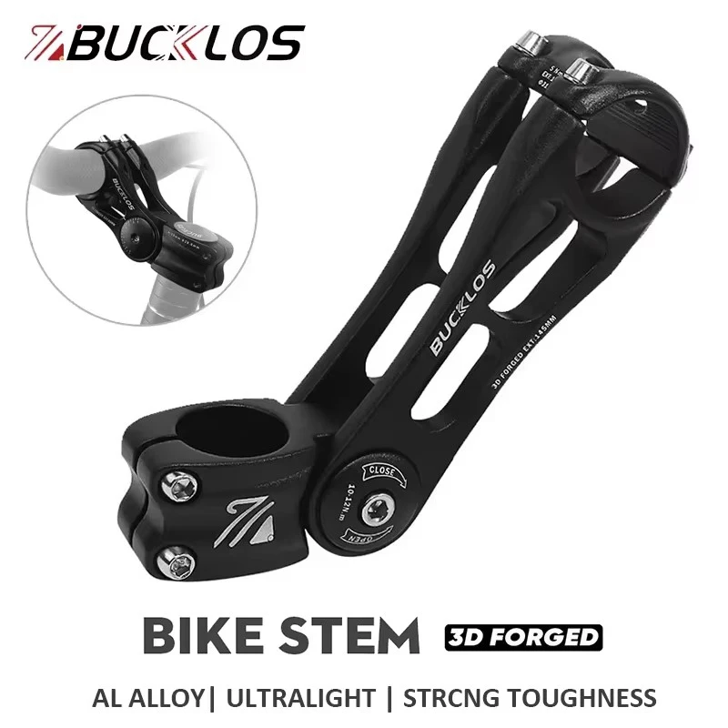 

BUCKLOS Adjustable Bicycle Stem 80 Degree 90-145mm MTB Power Stem 31.8mm Handlebar Table BMX Road Bike Riser Stem Variable