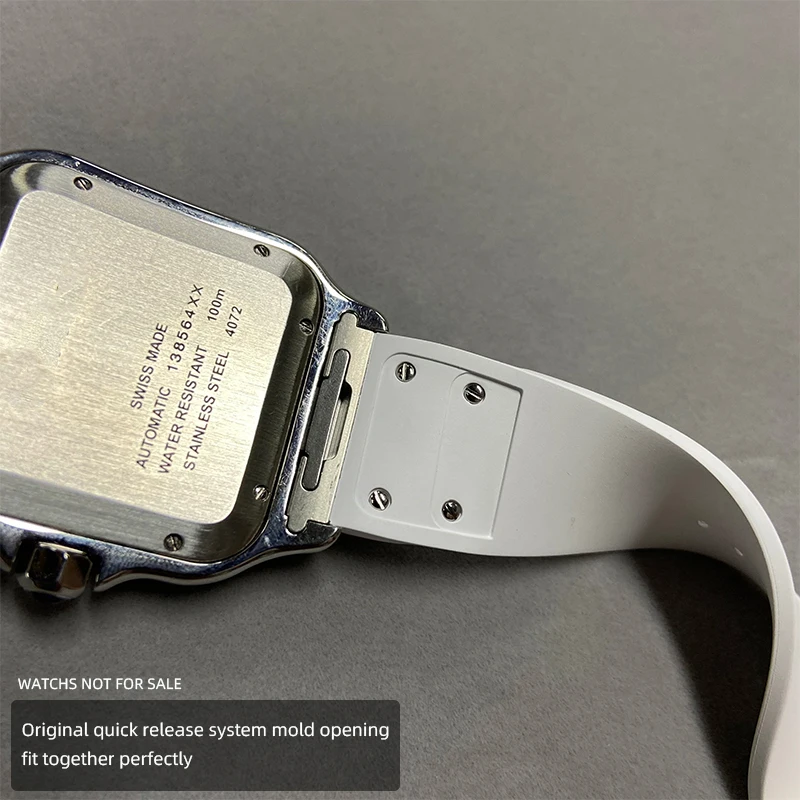  جديد سريع الإصدار حزام مطاط الفلور لساعة كارتييه سانتوس للرجال 39.8 مللي متر حافظة 21 مللي متر FKM حزام (استيك) ساعة 18 مللي متر مشبك قابل للطي #3