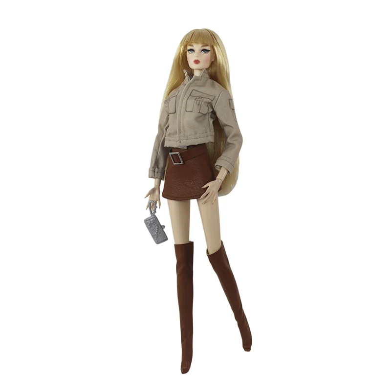 1/6 Handmade Fashion Supermodel Doll CLOTHES Leather Clothing Outfit Overcoat For 11.5