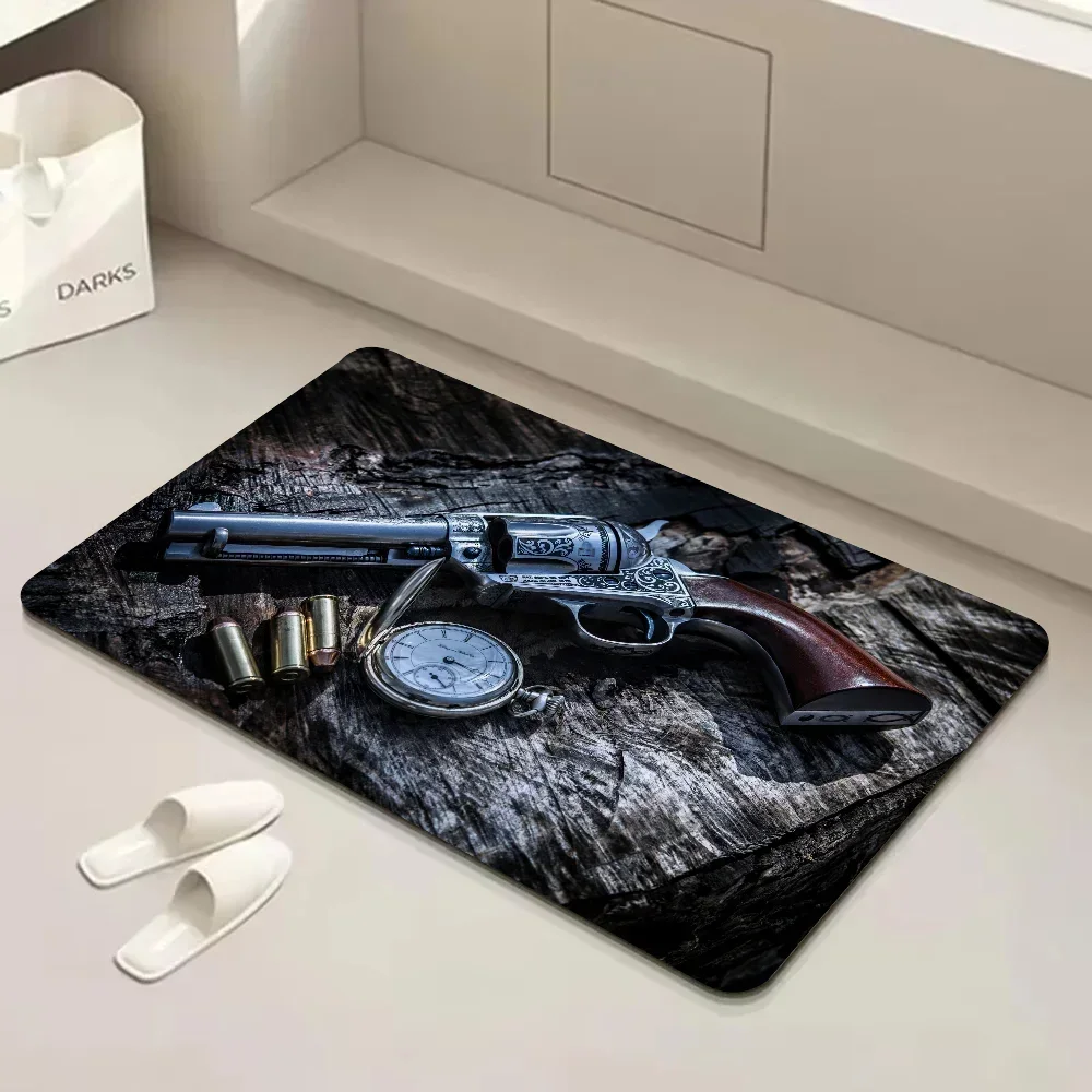 Rifle Pistol Revolver Gun AK47 Hallway Carpet Retro Multiple Choice Living Room Kitchen Rug Non-Slip Welcome Rug