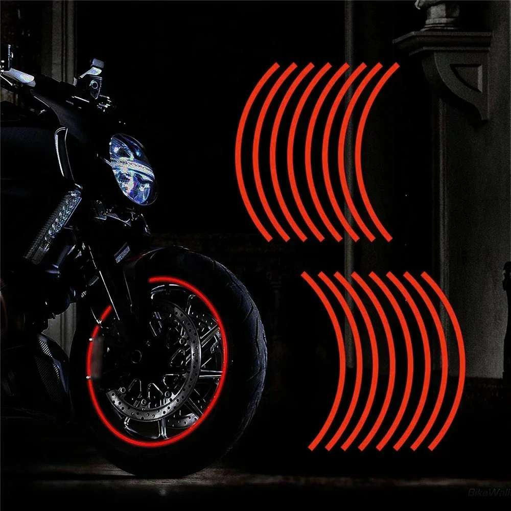 16 Strips Reflective Motocross Bike Car Motorcycle Wheel Stickers and Decals 17/18 Inch Reflective Rim Tape Wheel Tire Stickers