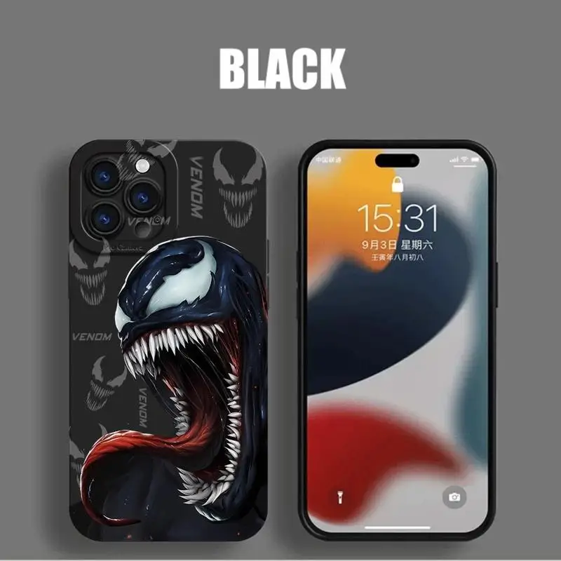 Marve Venom L SpiderMan Phone Case for Apple iPhone 15 Pro Max 13 14 Plus 12 11 Pro Cover