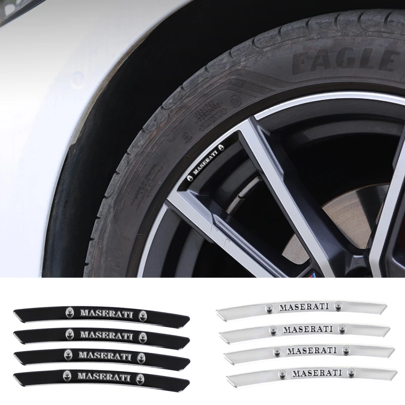 4 Uds para Maserati Q4 Ghibli Granturismo Quattroporte estéreo Trofeo Levante llantas de ruedas de coche accesorios adhesivos protectores de carreras