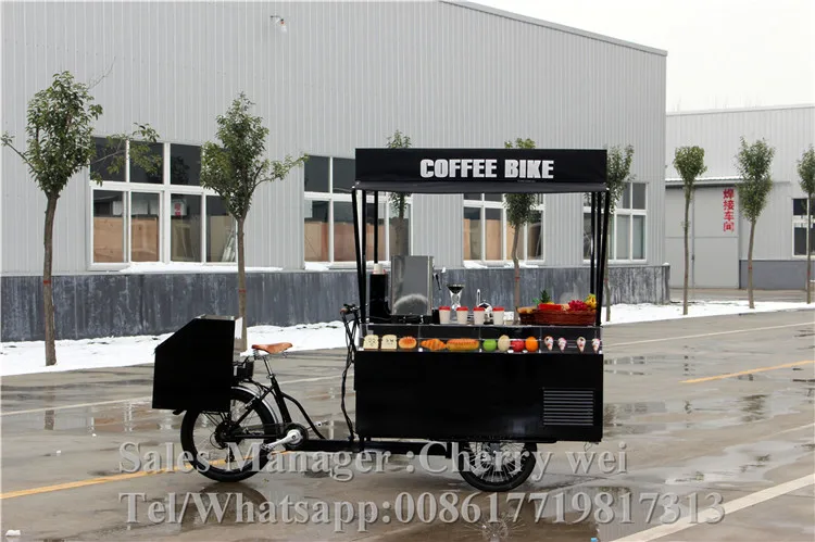 Mobile Food Carts with cooling system /electric Coffee Bike Sale Three Wheel Battery Powered 3 wheels bike tricycle cart