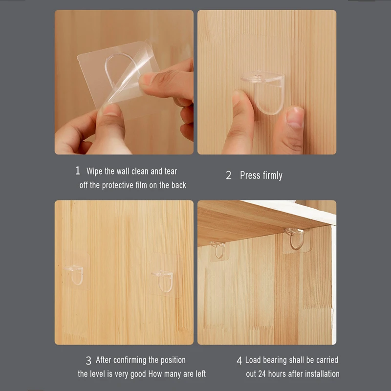 Self-Adhesive Transparent Reinforced Bracket For Cabinets Wall Shelf Clapboard Rack Closet Support Holder Storage Organizer