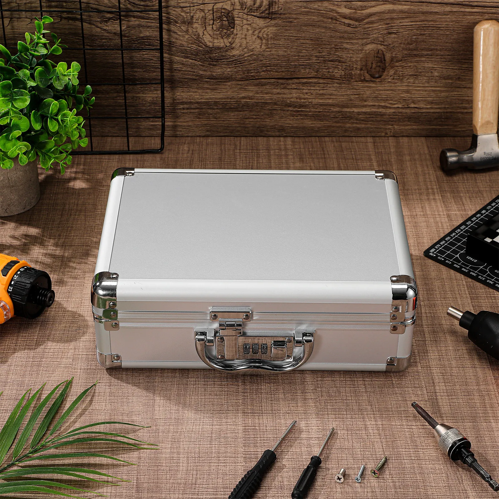 Aluminum Alloy Hard Briefcase Portable Tool Case Storage Box for Small Cameras Cosmetics Accessories Outdoor Carrying Handheld
