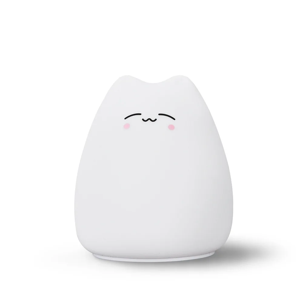 Cartoon LED Cute Cat Silicone Light Night Light Colorful Color Change Children\'s Bedroom Atmosphere Night Light Creative Gift