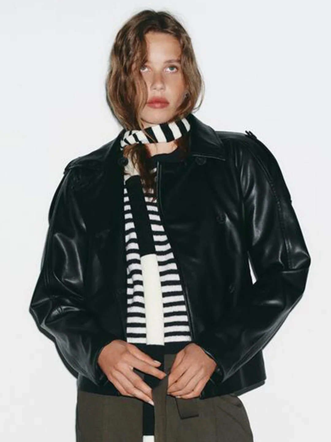 Ele ort Mantel Jaet Damen Schlankheits-Kunstleder Lange Sve Gürtel Oberbekleidung Faionable Herbst Polyesterfaser