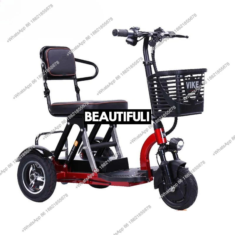 Folding electric tricycle for the elderly leisure travel portable lithium battery lead acid battery scooter disabled chair