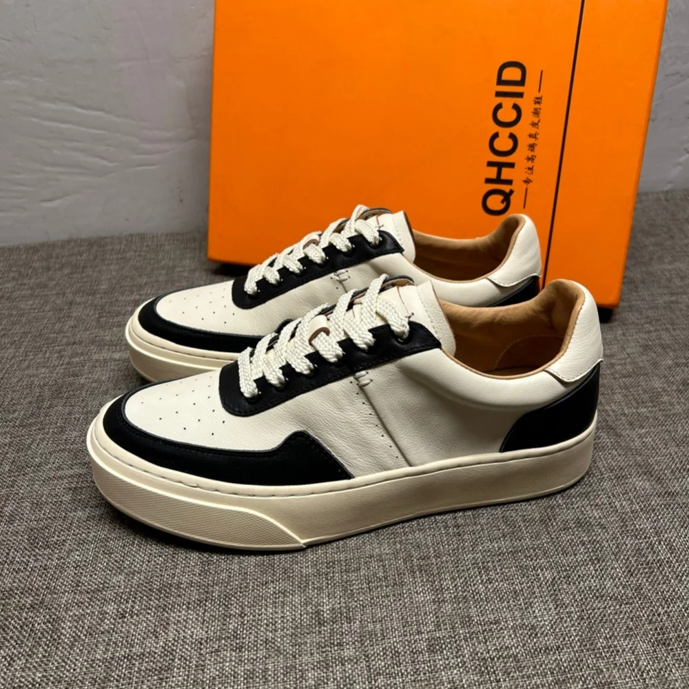 

Men's new autumn-winter leather trendy shoes, men's low-top shoes, fashionable casual sneakers, men's breathable white shoes