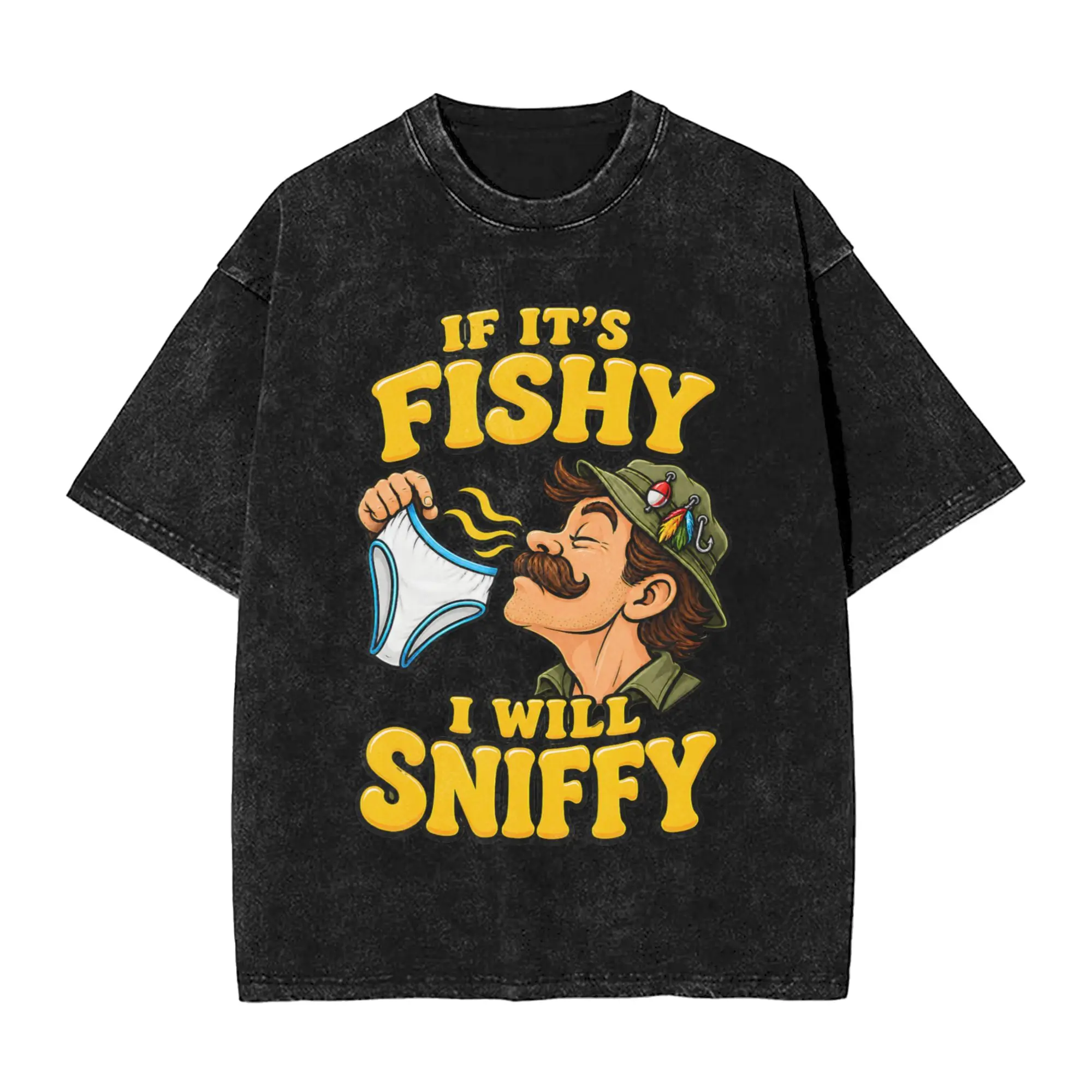 Summer If It's Fishy I Will Sniffy Funny Embarrasing  Washed T Shirt Outfit Harajuku T-Shirts  for Men Women Tee Shirt