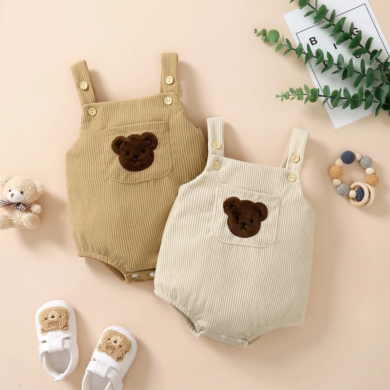 

Newborn Baby Girls Boys Clothes Sleeveless Embroidery Bear Romper Bodysuit Jumpsuit Toddler Overalls Summer Outfits