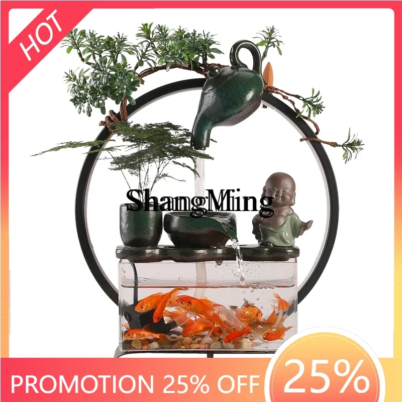 

ZYY household advanced sense transparent fish tank creative running water ornament circulating water household