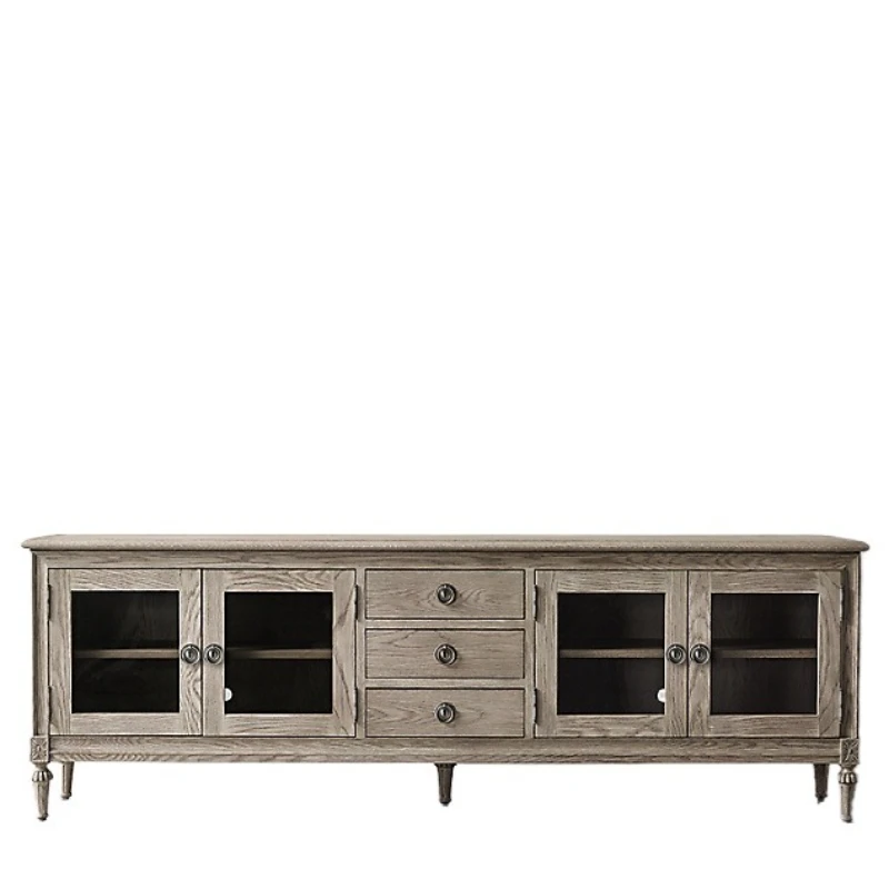 

American solid wood ash wood TV cabinet old living room locker