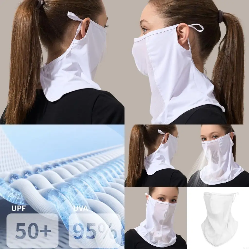 

M6CD Breathable Face Cover Turban Face Scarves For Women Perfect For Outdoor Use Silk Feeling Neck Coverage