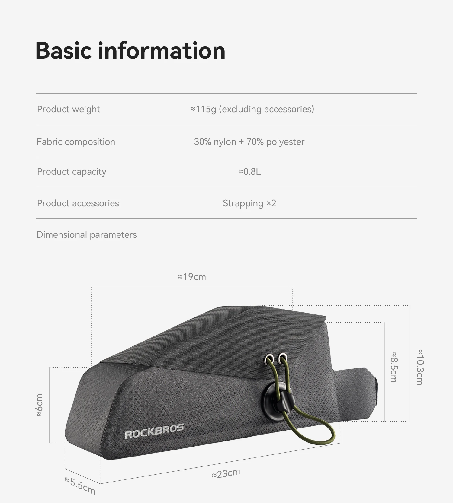 ROCKBROS Fahrradtasche für Straßenfahrräder, Wasserdichte Gravel-Bike-Tasche, Rahmentasche für das Oberrohr, 0,8L Fahrrad-Aufbewahrungstasche – Detail 4