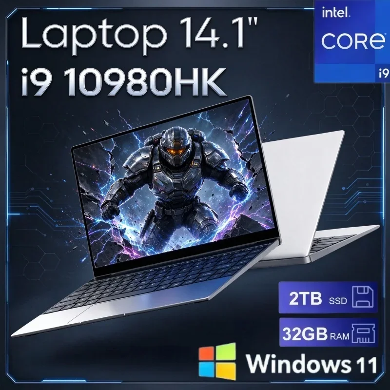 14.1 Inch High Performance Slim Notebook Intel I9-10980HK Win11 32GB RAM 2TB SSD Laptop For Business Trip & Media Entertainment