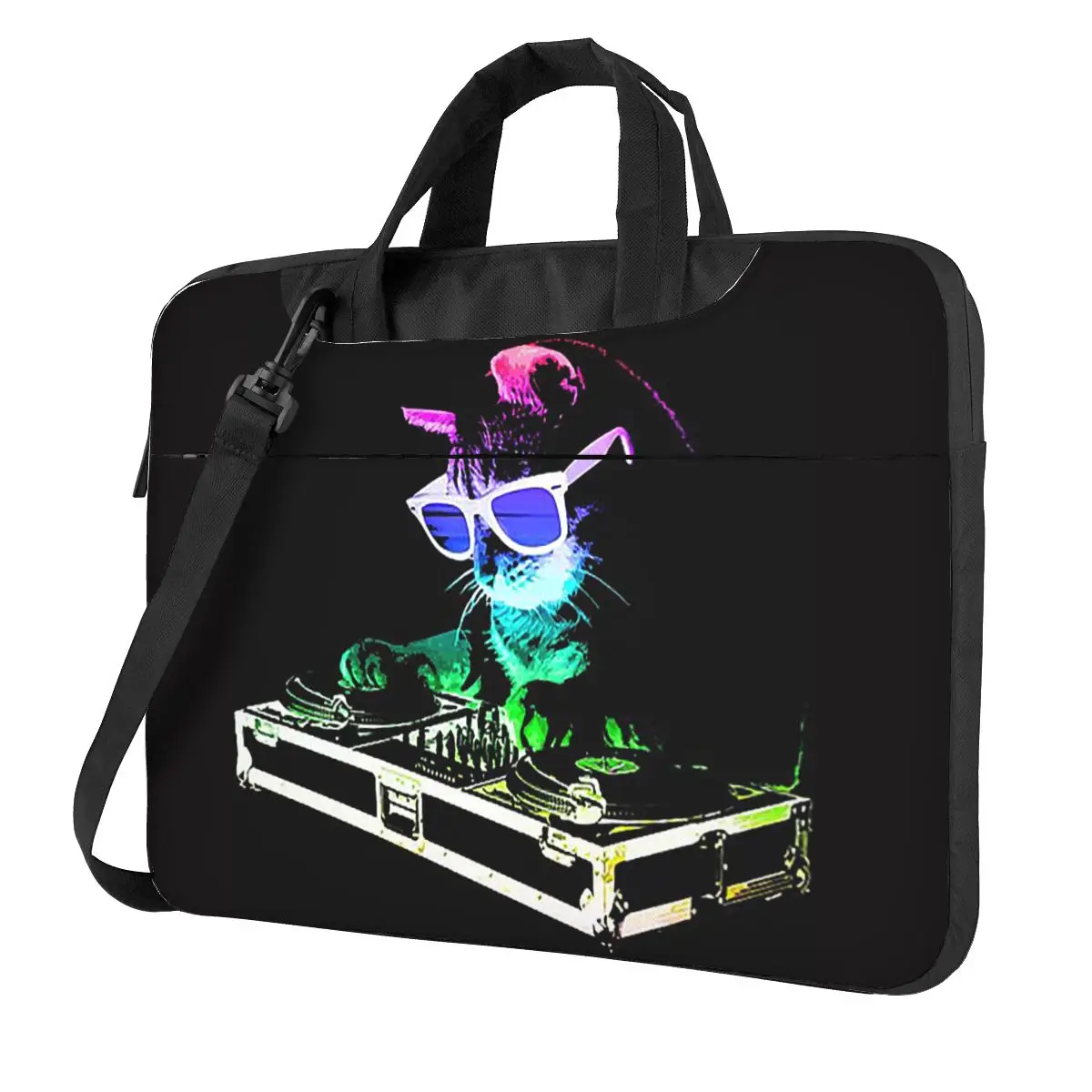 House Cat Rainbow Dj Kitty Laptop Bag Shockproof Case Computer Bag 13 14 15.6 Inch Crossbody Notebook Pouch For Macbook Pro Air