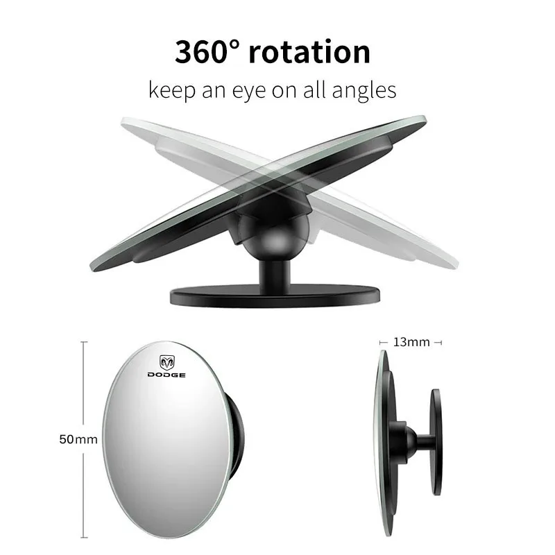 مرآة الرؤية الخلفية للسيارة 360 °   ملحقات السيارات ذات المرآة المستديرة الصغيرة لسيارة دودج تشالينجر رحلة رام دورانجو SRT دارت #4
