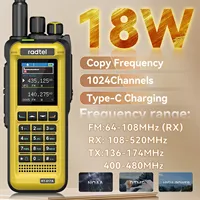 Radtel RT-817A 18W Yellow Multi-Band Walkie-Talkie with AM FM 1024CH NOAA DTMF Type-C Port High Power Long Range