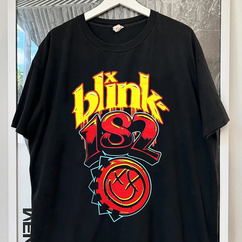 Blink182 Band American Cool Style Short Sleeve T-Shirt round Neck Summer Heavyweight Trendy Tee Cotton Youth Casual Loose Fit