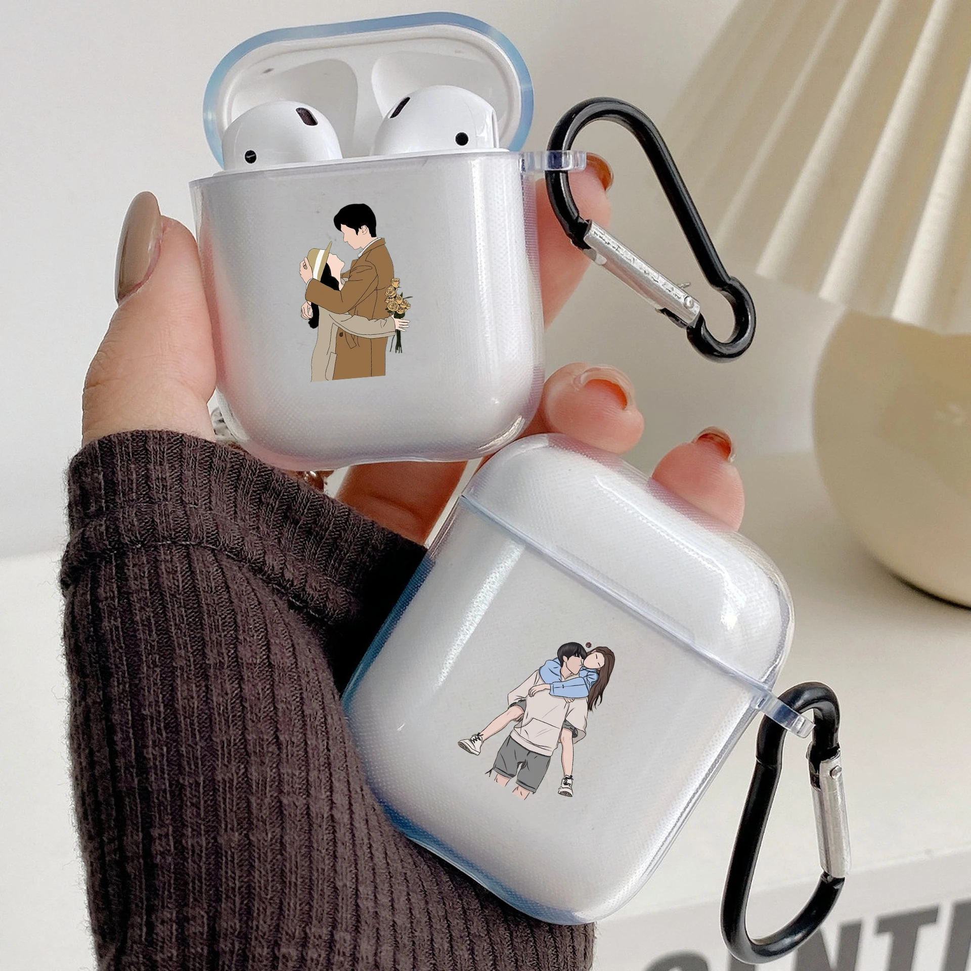 Cartoon Funny Boy Girl Couple Silicone Case For Apple Airpods 1 or 2 Cover For AirPods 3 Pro Pro2 Transparent Earphone Protector