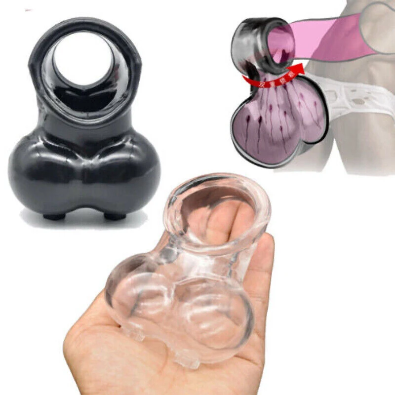 New Male Silicone Scrotum Ring Penis Ring Reusable Squeeze Penis Stretcher Enhancement Of Delayed Chastity Device Erotic Sex Toy