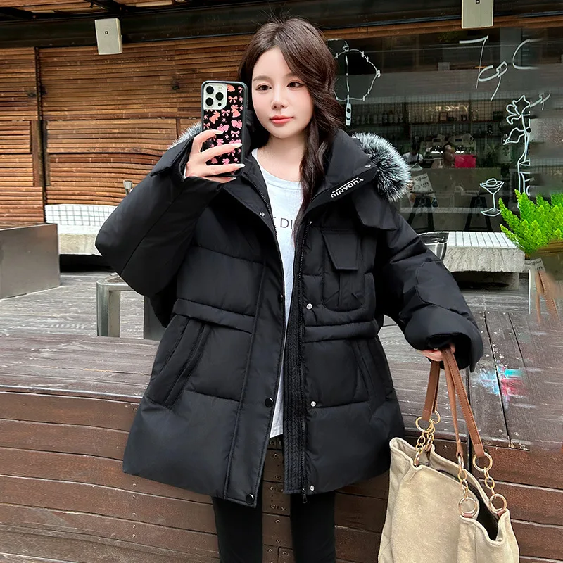 2025년 신상 따뜻한 겨울 여성용 아웃도어 재킷 캐주얼 파카 오버롤 의류 퍼 후드 패딩 파카 커플 겨울 코트