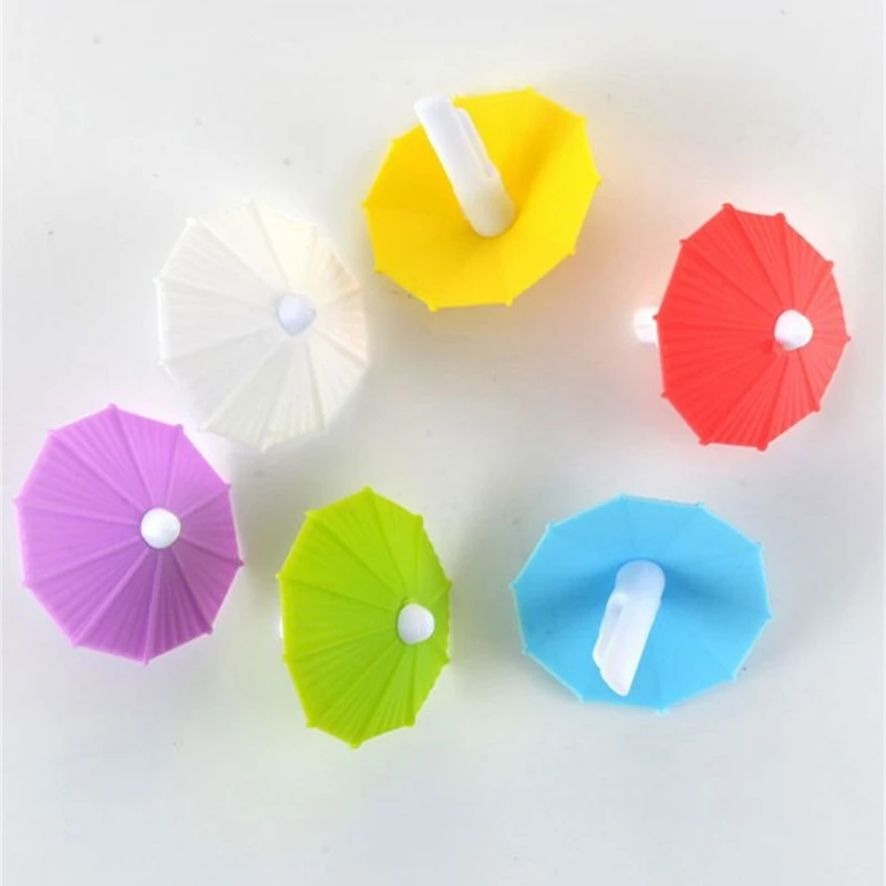 6Pcs Wine Glass Marker Holder Wine Drink Markers Umbrella Wine Glass Markers Silicone Glass Markers Bar Accessories