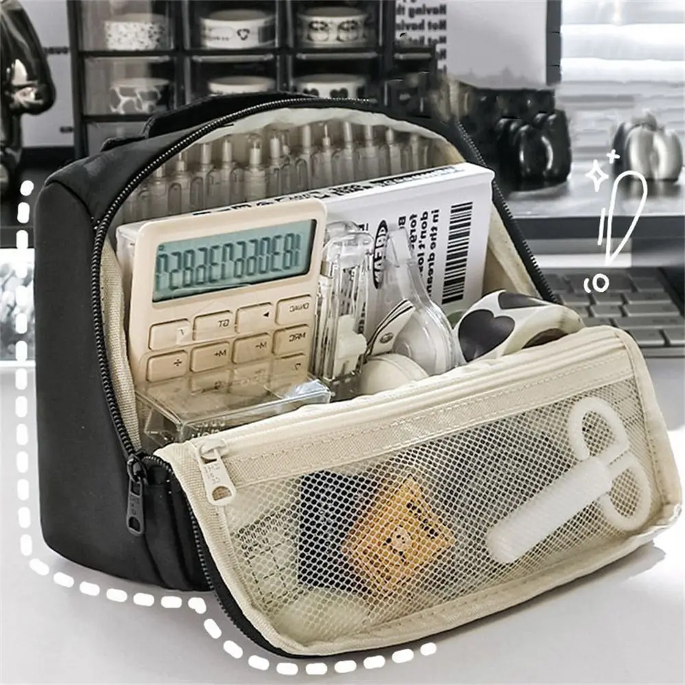 

Large Capacity Pencil Case 90° Opening Multifunctional Stationery Storage Bag Simple Zipper Big Pen Bag School Supplies