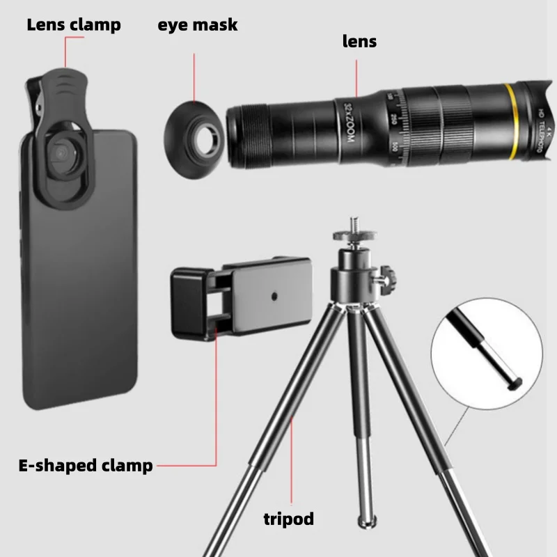 مجموعة عدسات المقربة المتنقلة 22x/32x عدسة التلسكوب الخارجي المقربة المتنقلة مناسبة للغناء والتصوير الفوتوغرافي في الهواء الطلق وغيرها
