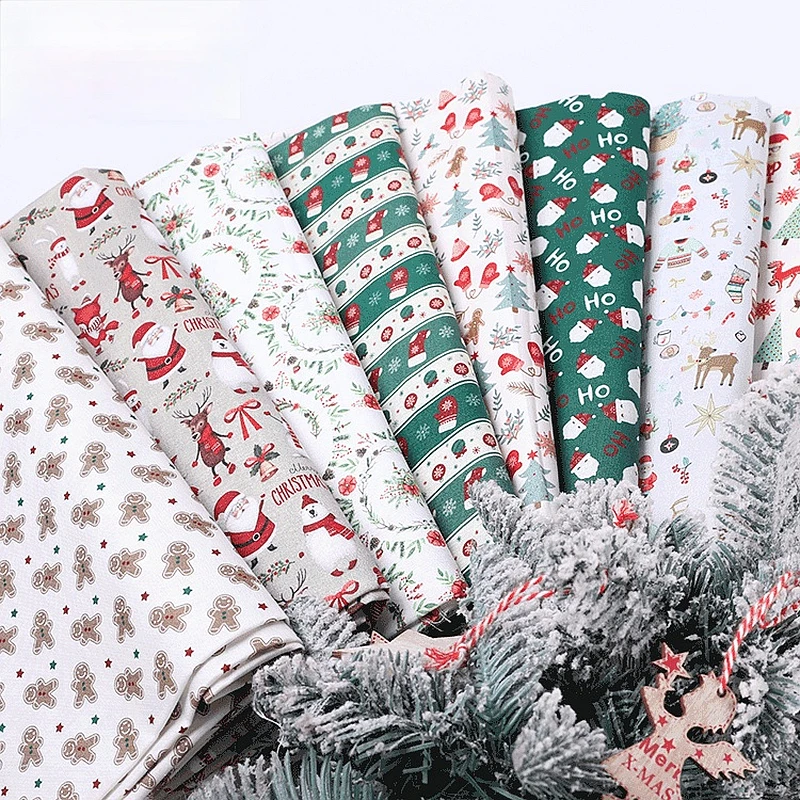 145x50cm  Cotton Digital Active Direct Injection Printing Christmas Fabric, Handmade DIY Clothing Home Decoration Sewing Cloth