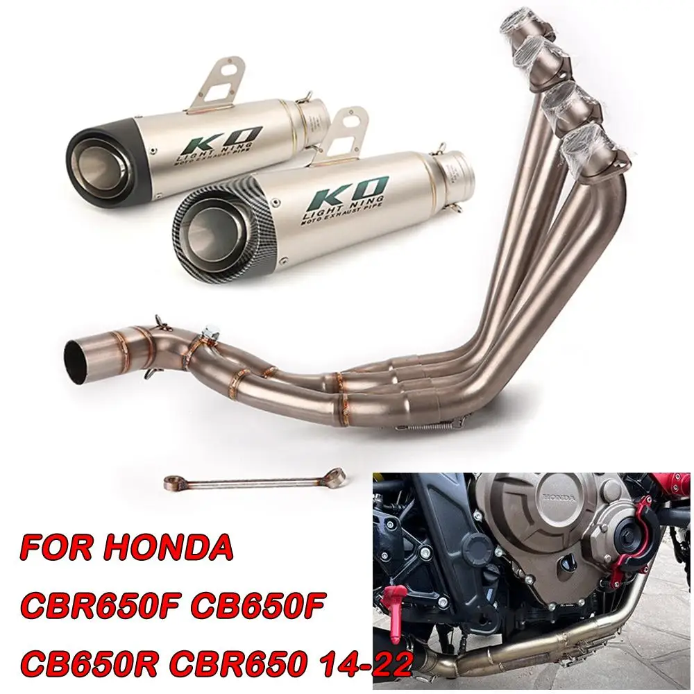 Exhaust System For HONDA CB650F CB650R 2014-2022 Motorcycle Escape Muffler Front Link Pipe Slip On Bottom Row Without DB Killer