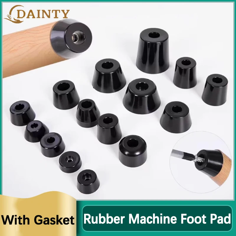 

Black Rubber Feet Chair Floor Protector Cover Absorber Non-slip With Gasket Speaker Cabinet Bottom Gaskets