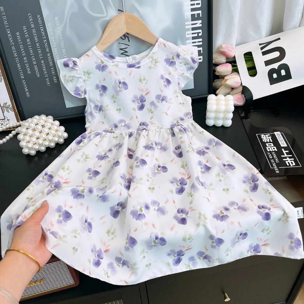 Bear Leader الصيف الريف نمط زهرة ملابس الأطفال النسخة الكورية فستان أطفال حلو بلا أكمام فساتين الفتيات عادية