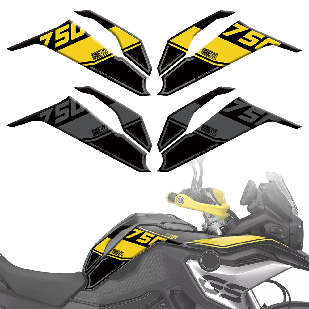 

Motorcycle Tank Knee Section Gel Paint Protector Side Decal Kit Case For BMW F750 GS F750GS 2018-2024 40 Years GS Triple Black