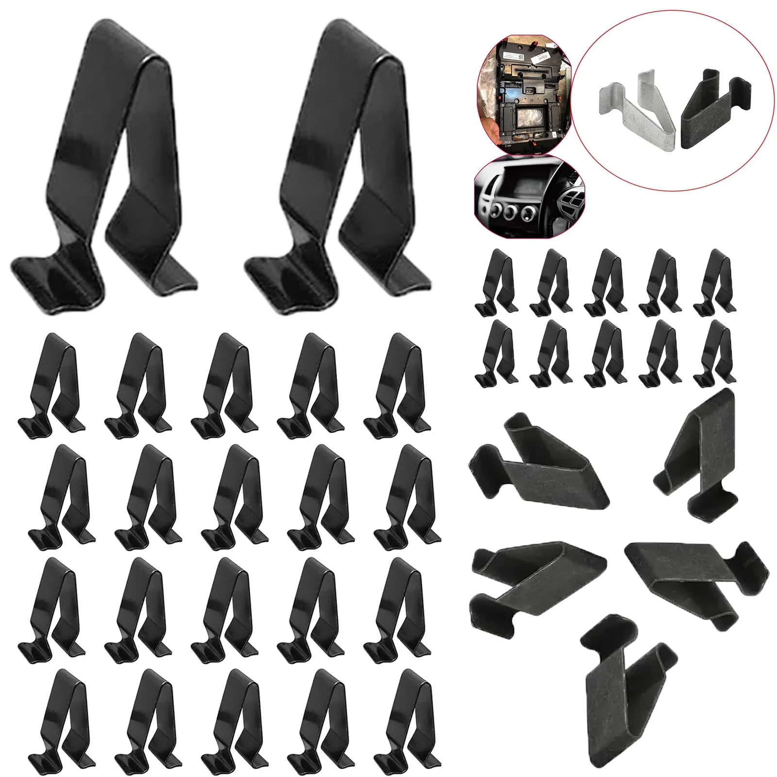 10-100 pçs clipes de fixação de metal painel guarnição braçadeira & tronco guarnição tira clipe de substituição para vw audi a4 a6 veículo