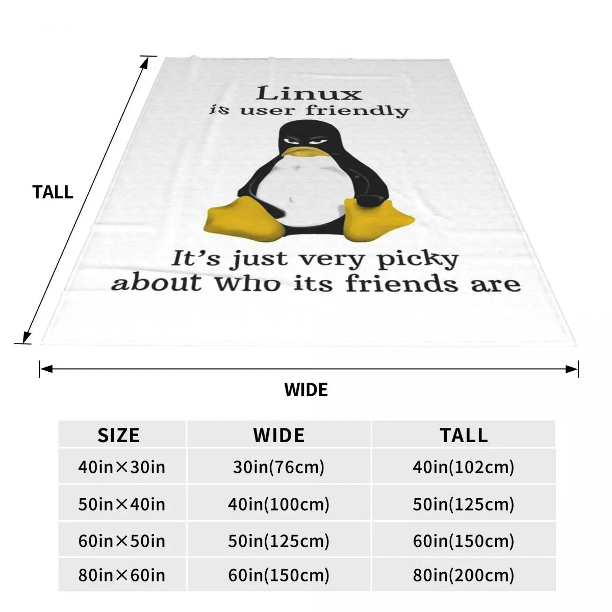 Linux Is User Friendly Its Just Very Picky Blanket Soft Warm Flannel Throw Blanket Bedding for Bed Travel Home Sofa