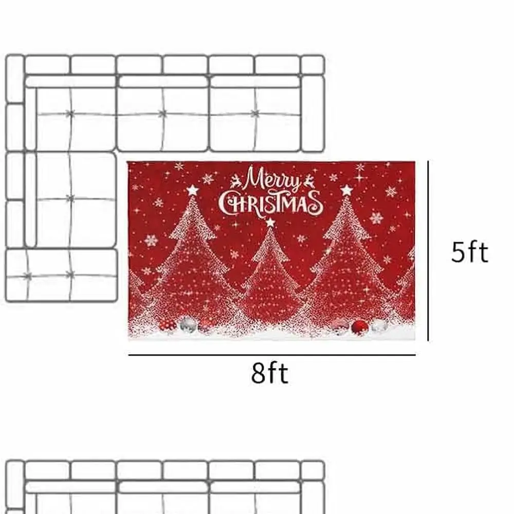 5x8ft Christmas Tree and Snowflake Outdoor/Indoor Rug - Deck, Backyard, Porch Decor