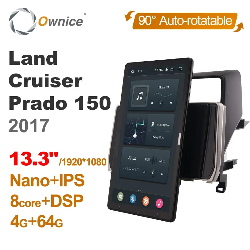 

PX6 13,3 дюймовый 1920*1080 IPS 1 Din Android 10,0 автомобильное радио для Toyota Land Cruiser Prado 150 2017 GPS Авто Аудио поворотный